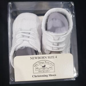Little Things Mean a Lot White Christening Shoes